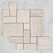 Soline Tumbled Beige French Pattern Travertine Mosaic Tile
